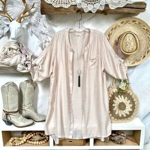 Trendy tunic boho blouse/cover up w resort vacay beach vibe